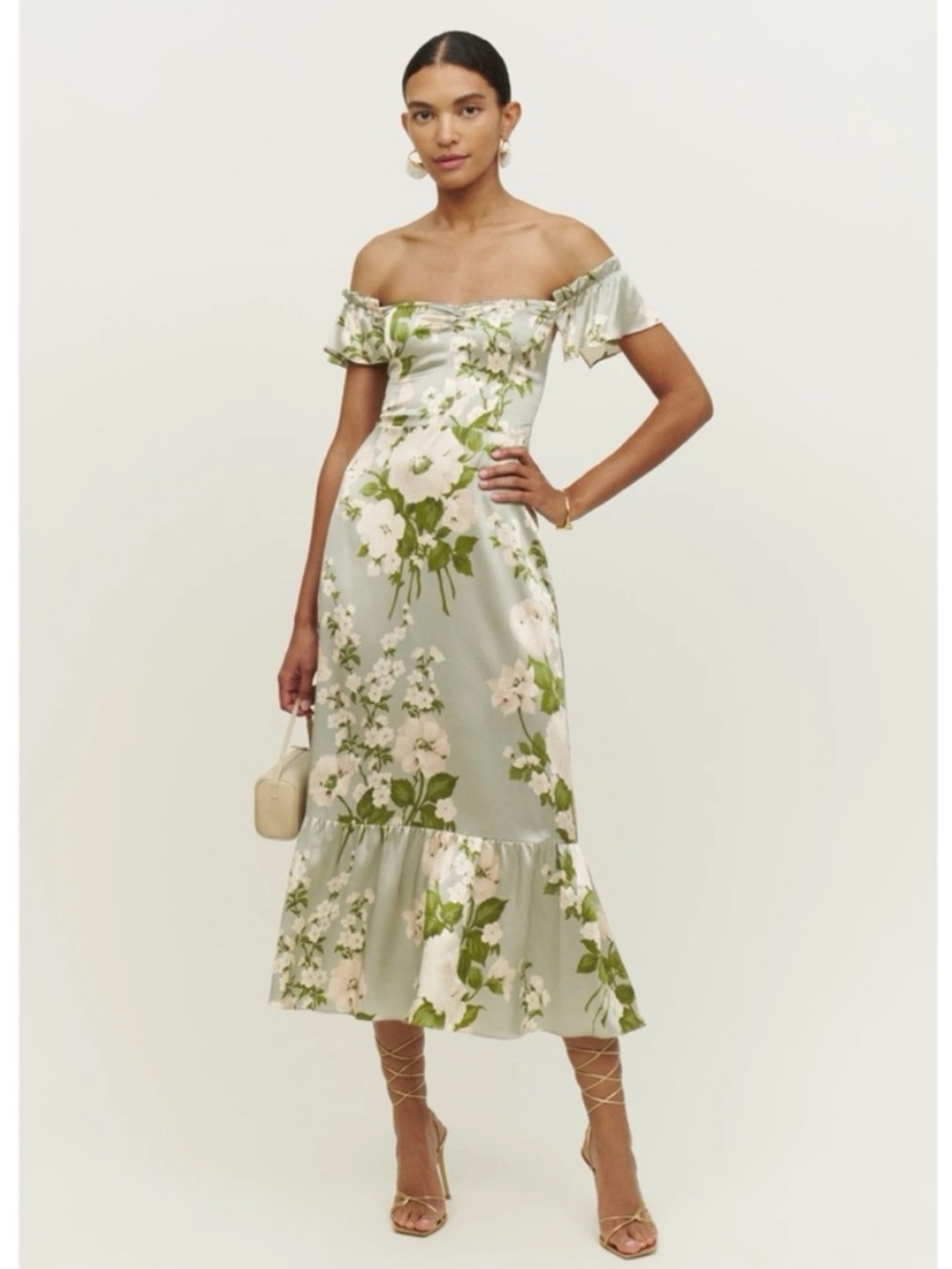 Reformation Sianna Silk Dress in Tarragon